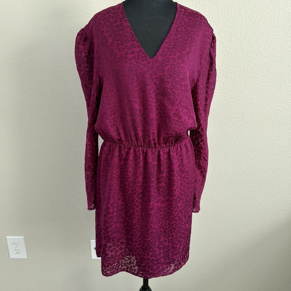 Paris Atelier & Other Stories Size 8 Burgundy Dress Lined Animal Print